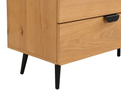 Cómoda 6 gavetas MDF de cor natural e preto - SINOLO