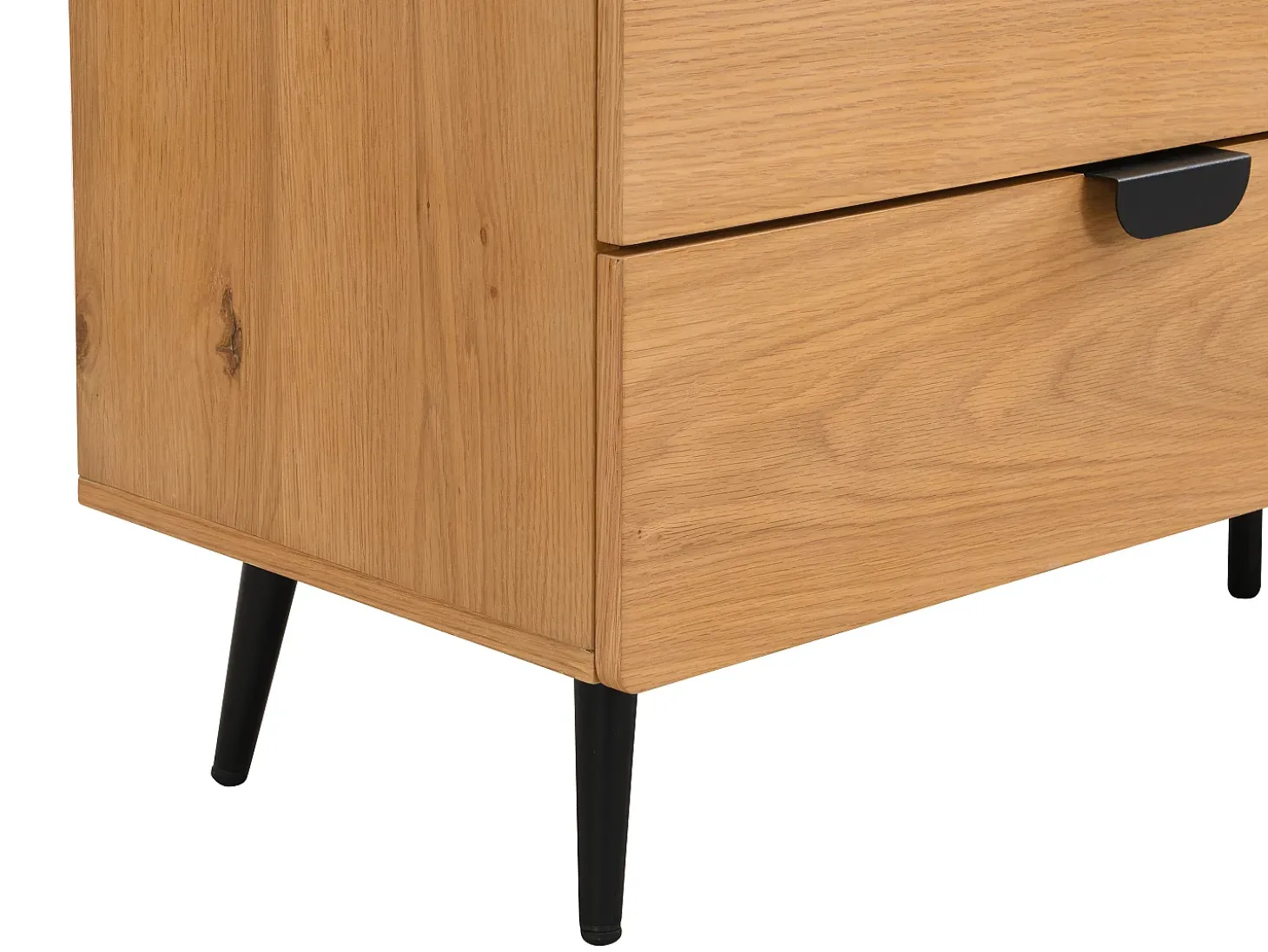 Cómoda 6 gavetas MDF de cor natural e preto - SINOLO