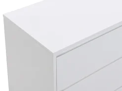 Cómoda 6 gavetas MDF e metal lacado a branco e dourado KORASA