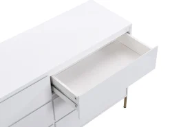 Cómoda 6 gavetas MDF e metal lacado a branco e dourado KORASA