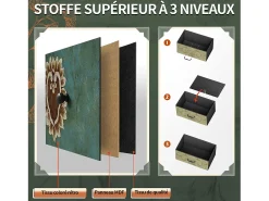 Cómoda 8 gavetas 67,5x30x100cm - Estrutura em metal, gavetas com puxadores em tecido - Padrões retro - Preto