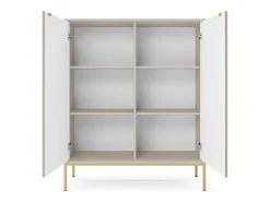 Cômoda: 2 Portas, Caxemira, ouro, 104 x 125 x 39 cm, puxadores dourados