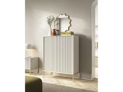 Cômoda: 2 Portas, Caxemira, ouro, 104 x 125 x 39 cm, puxadores dourados
