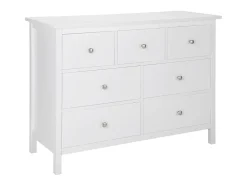 Cômoda ALBANE com 7 gavetas em pinho maciço e MDF branco.