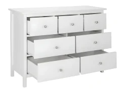 Cômoda ALBANE com 7 gavetas em pinho maciço e MDF branco.