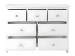 Cômoda ALBANE com 7 gavetas em pinho maciço e MDF branco.