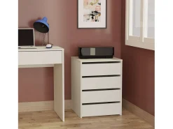 Cômoda Auxiliar Pequena 4 Gavetas Branco Brilhante 46x64x45 cm
