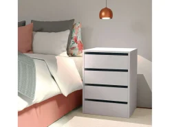 Cômoda Auxiliar Pequena 4 Gavetas Branco Brilhante 46x64x45 cm