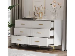 Cômoda baixa com 6 gavetas - 120 x 40 x 76 cm - para sala de estar e quarto - MDF - branco