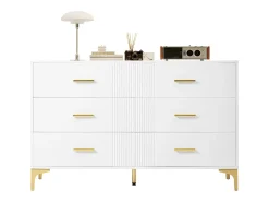 Cômoda baixa com 6 gavetas - 120 x 40 x 76 cm - para sala de estar e quarto - MDF - branco