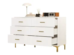 Cômoda baixa com 6 gavetas - 120 x 40 x 76 cm - para sala de estar e quarto - MDF - branco