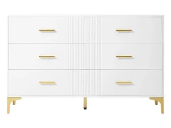 Cômoda baixa com 6 gavetas - 120 x 40 x 76 cm - para sala de estar e quarto - MDF - branco