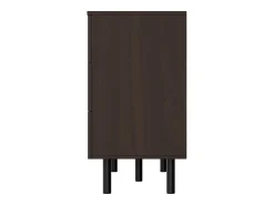 Cómoda baixa em nogueira com 6 gavetas, puxadores em rattan em forma de losango 120x40x74,5cm