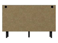 Cómoda baixa em nogueira com 6 gavetas, puxadores em rattan em forma de losango 120x40x74,5cm