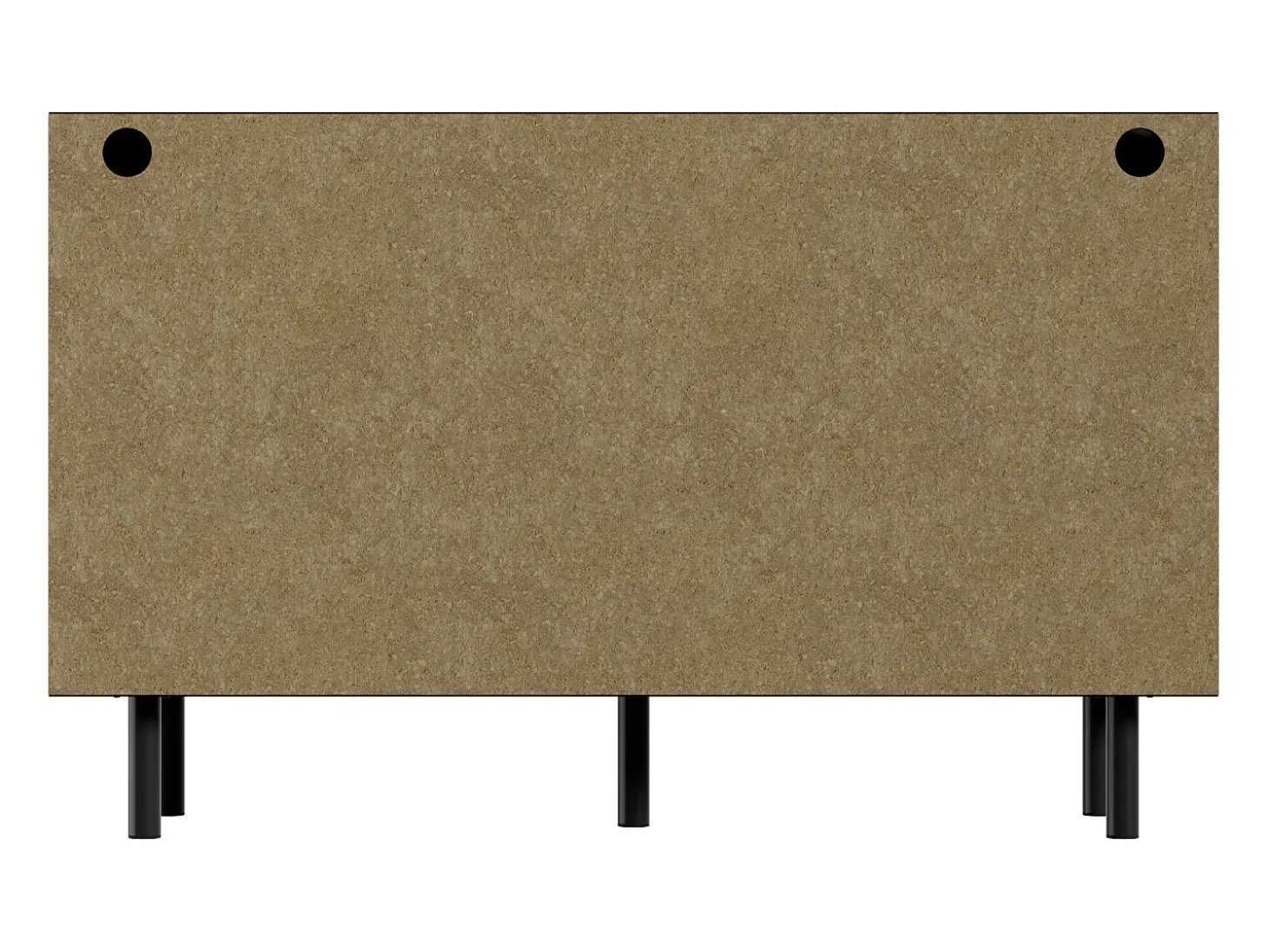 Cómoda baixa em nogueira com 6 gavetas, puxadores em rattan em forma de losango 120x40x74,5cm