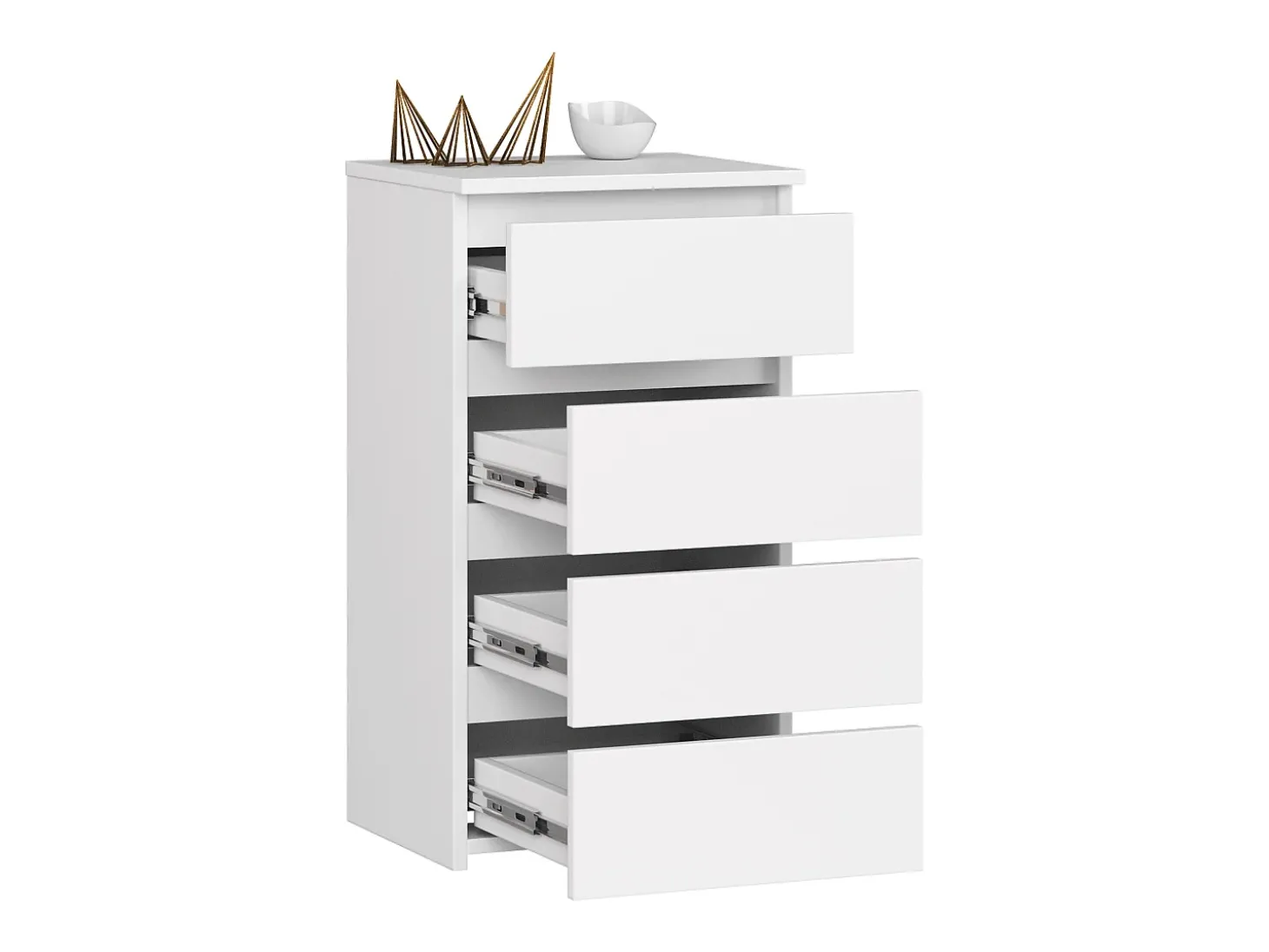 Cômoda Branca Kom-Bia com 4 Gavetas, 40x74x35 cm, Frente Fosco, P. Laminada