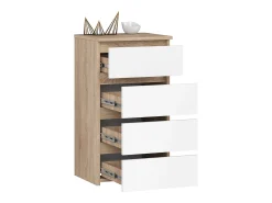 Cômoda CL4 com 4 Gavetas em Carvalho Sonoma e Branco - 40x74x35 cm