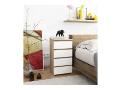 Cômoda CL4 com 4 Gavetas em Carvalho Sonoma e Branco - 40x74x35 cm