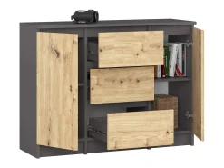 Cômoda Clássica Grafite/Dália Artisan com 3 Gavetas e 2 Portas