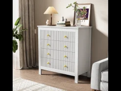 Cômoda com 5 gavetas - 79 x 80,5 x 39,5 cm - Aglomerado - para sala, quarto - Cor branca