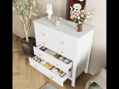 Cômoda com 5 gavetas - 79 x 80,5 x 39,5 cm - Aglomerado - para sala, quarto - Cor branca