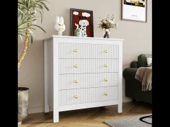 Cômoda com 5 gavetas - 79 x 80,5 x 39,5 cm - Aglomerado - para sala, quarto - Cor branca