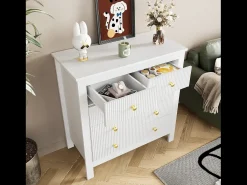 Cômoda com 5 gavetas - 79 x 80,5 x 39,5 cm - Aglomerado - para sala, quarto - Cor branca