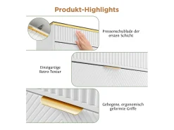 Cômoda com 6 gavetas - 120 x 40 x 76 cm - vidro âmbar e aglomerado - branco -