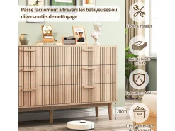 Cômoda com 6 gavetas 115 cm Cor madeira natural, 100 x 34 x 73 cm