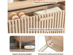 Cômoda com 6 gavetas 115 cm Cor madeira natural, 100 x 34 x 73 cm