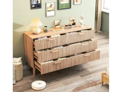 Cômoda com 6 gavetas 115 cm Cor madeira natural, 100 x 34 x 73 cm