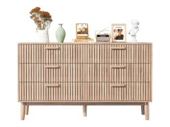Cômoda com 6 gavetas 115 cm Cor madeira natural, 100 x 34 x 73 cm