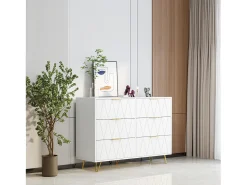 Cômoda com 6 gavetas - Madeira - Para quarto, sala de estar - 100 x 34 x 73 cm - Branco