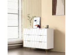 Cômoda com 6 gavetas - Madeira - Para quarto, sala de estar - 100 x 34 x 73 cm - Branco