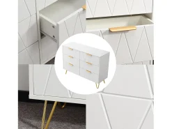 Cômoda com 6 gavetas - Madeira - Para quarto, sala de estar - 100 x 34 x 73 cm - Branco