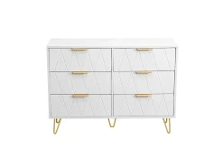 Cômoda com 6 gavetas - Madeira - Para quarto, sala de estar - 100 x 34 x 73 cm - Branco