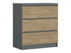 Cómoda com 3 gavetas: Antracite / Carvalho Lancelot, 70 x 39 x 79 cm