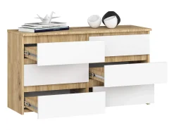 Cômoda com 6 Gavetas Artisan & Branco - Design Moderno, 100x57x35 cm, Laminado, ABS, Montagem Fácil