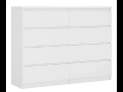 Cômoda com 8 gavetas: Branco Mate, 120 x 39 x 101 cm