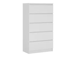 Cómoda com 5 gavetas: Branco mate, 70 x 39 x 125 cm