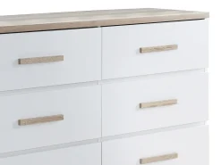 Cómoda com 6 gavetas cor branca e natural - SKAIDO
