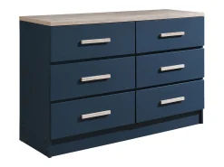Cómoda com 6 gavetas de cor azul e natural - SKAIDO