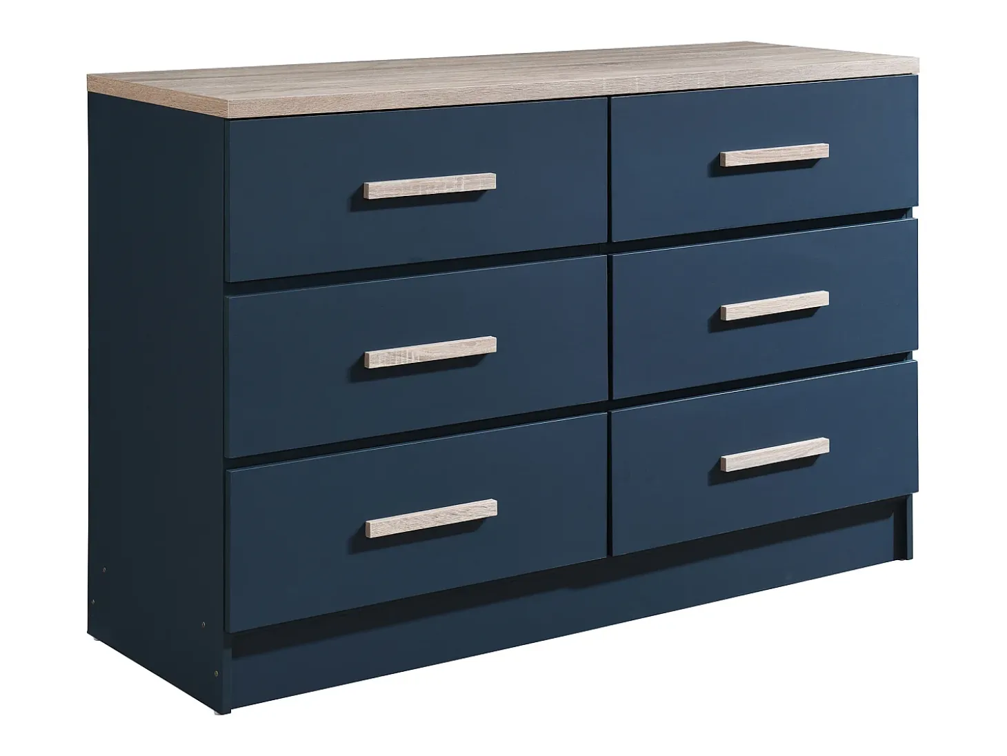 Cómoda com 6 gavetas de cor azul e natural - SKAIDO