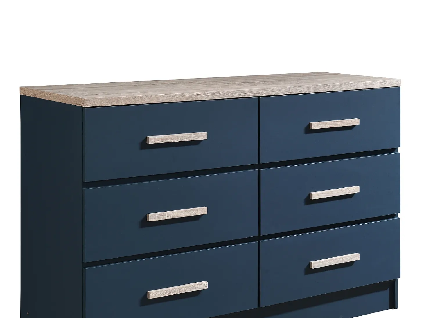 Cómoda com 6 gavetas de cor azul e natural - SKAIDO