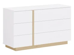 Cómoda com 6 gavetas de cor branca e natural - NAPOLI II