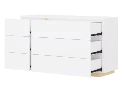Cómoda com 6 gavetas de cor branca e natural - NAPOLI II