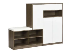 Cômoda com 6 gavetas de rattan - 120 x 40 x 76,5 cm - Aglomerado + puxadores de metal - Carvalho