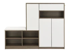 Cômoda com 6 gavetas de rattan - 120 x 40 x 76,5 cm - Aglomerado + puxadores de metal - Carvalho