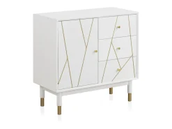 Cómoda com 3 gavetas e 1 porta lacada a branco