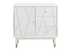 Cómoda com 3 gavetas e 1 porta lacada a branco